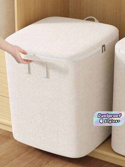 Bolsa de almacenamiento de ropa beige de tela resistente con gran capacidad, plegable, ahorra espacio, a prueba de polvo, para organizar el armario y guardar debajo de la cama, con asas de transporte cómodas