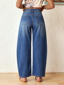 EMERY ROSE Jeans casuales y versátiles de tiro alto con bolsillos para mujer - Azul - Ver 2