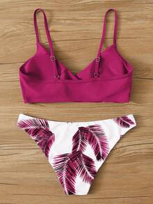 SHEIN Swim Summer Beach Palm Random Print Adjustable Strap Bikini - Multicolor - View 2