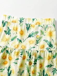 Women's Floral Print Long Skirt, Casual Holiday Style - Multicolor - View 4