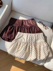 Comfortcana Bộ 2 chân váy ngắn xếp ly chấm bi nữ, kiểu dáng thường ngày, đa năng, thích hợp cho hẹn hò/du lịch. - Nhiều màu - Xem 4