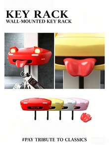 superFUNNYmarket 1Pc AE86/Mia Car Shaped Key Holder, Creative Wall-Mounted Key Hanger With Light-Up Headlights, Retro Car Rear Design Hook, Multiple Styles & Colors Available, Durable Plastic Key Organizer For Entryway, Hooks Light Up When Keys Are Hung, - multicolor - View 7