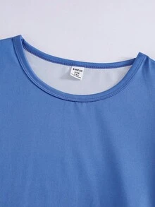 Bộ đồ mặc nhà 2 mảnh màu xám chủ đạo họa tiết da hổ, tay ngắn và quần short, thích hợp cho thiếu niên nam. - Màu xanh lam - Xem 8