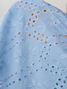 SHEIN LUNE Plus Size Women's V-Neck 3/4 Sleeve Elegant Midi Dress Fall - Baby Blue - View 7