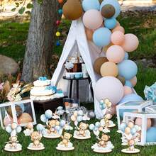 8 Pcs Wooden Bear Center Piece Decor, Gender Reveal Dessert Decoration, Boy Or Girl, Photography Props, Party Favor - multicolor - View 13