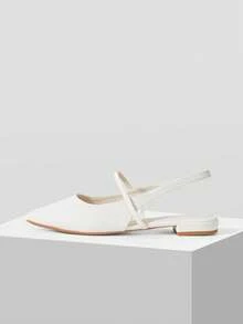 MOTF PREMIUM Zapatos planos con punta puntiaguda de moda para mujer, para Año Nuevo, vacaciones, primavera, vacaciones de primavera, Pascua y Navidad - Blanco lechoso - Ver 3