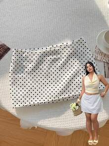 Comfortcana Quần short trắng vintage cỡ lớn mùa hè, váy ngắn chấm bi cỡ lớn mùa hè, quần short ôm sát chống hở hang cỡ lớn dành cho người đi làm - trắng - Xem 2
