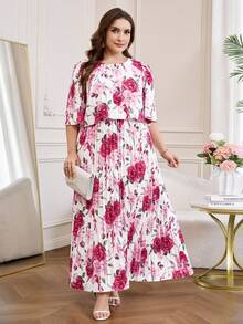 Reflora Đầm hè xếp ly hình học thanh lịch cỡ lớn bằng vải chiffon - Nhiều màu - Xem 6