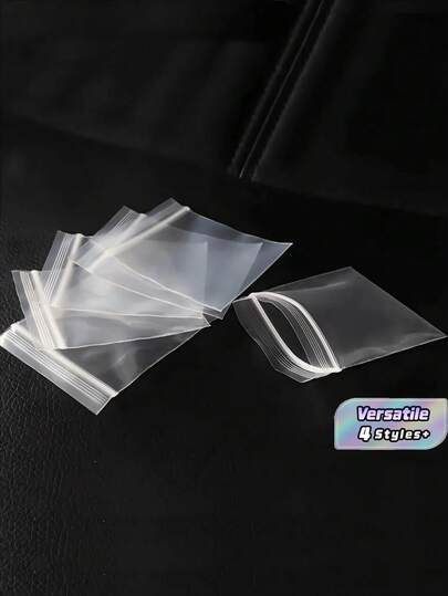 100pcs Clear Resealable Zip Plastic Bags, 2 Mil Thick Transparent Poly Bags With Seal Zipper, Storage Containers,Self Locking Plastic Bags For Coins, Screws, Small Items, Jewelry Supplies, Snacks, Wedding, Birthday Gift Bag Party Bridesmaid Gifts Bag