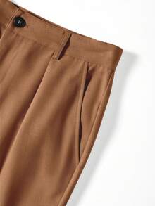 Calvornis Men's Casual Solid Color Slant Pocket Pants - Camel - View 5