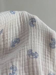 Napfluff 100%纯棉女士睡衣套装，短袖短裤，双层绉纱面料，宽松家居服两件套 - 藍白色 - 查看 8