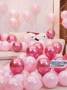 30PCS Pink Metallic Red Latex Balloons Set For Wedding Birthday Princess Theme Party Decorations - multicolor - View 1