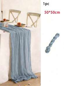 1pc 35 * 71/118/157 Inch Cheese Cloth Table Runner And Napkins, Bohemia Gauze Cheesecloth Tablecloth,Countryside Transparent Table Runner, Bohemian Style Table Runner Suitable For  Christmas For Holiday Gift Giving - Dusty Blue - View 17