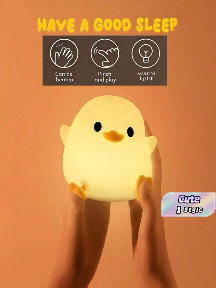 1pc Cute Bean Duck Night Light, DoDo Duck Silicone Nursery Night Light, Battery Table Lamp Bedside Lamp With Touch Sensor For Bedrooms, Living Room