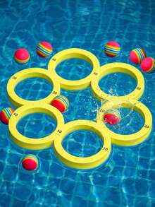 MINKOJA 1+10 Pieces Throwing Rings Triangles Circles, Suitable For Water Sports Floating Pool Toys Throwing Games For Ages 3 , Water Fun Throwing Toys - Multicolor - View 2