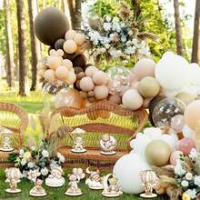 8 Pcs Wooden Bear Center Piece Decor, Gender Reveal Dessert Decoration, Boy Or Girl, Photography Props, Party Favor - multicolor - View 2