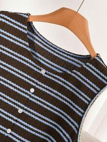 CosyJoli Áo hai dây và áo tank top cỡ lớn, áo kiểu không tay thường ngày cho nữ, áo tank top rộng kẻ sọc, áo vest viền ren, trang phục thường ngày cho nữ. - Nhiều màu - Xem 3