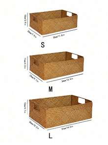 SHEIN 1PC Bamboo Storage Basket, Minimalist Woven Storage Basket For Home - Yellow - View 13