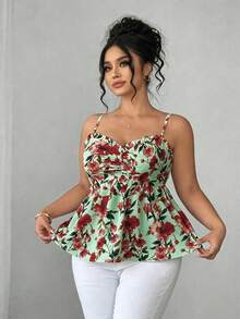 Elenzga Áo hai dây in hoa thanh lịch dành cho nữ, thích hợp cho kỳ nghỉ biển, hẹn hò, dạo phố thường ngày, là lựa chọn tuyệt vời cho kỳ nghỉ hè. - Nhiều màu - Xem 5