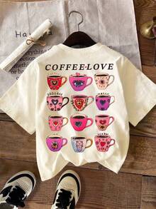 Women's T-Shirt, Casual Street Style Graphic Short Sleeve T-Shirt, Cute Summer Top - Apricot - View 5