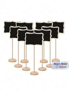 6PCS Mini Blackboard Set 4x6 Inch Wooden Message Board With Stand Small Chalkboard For Wedding Table Numbers Birthday Party Decor Event Signage Rustic Display Board Home Cafe Office Decoration - Multicolor - View 1