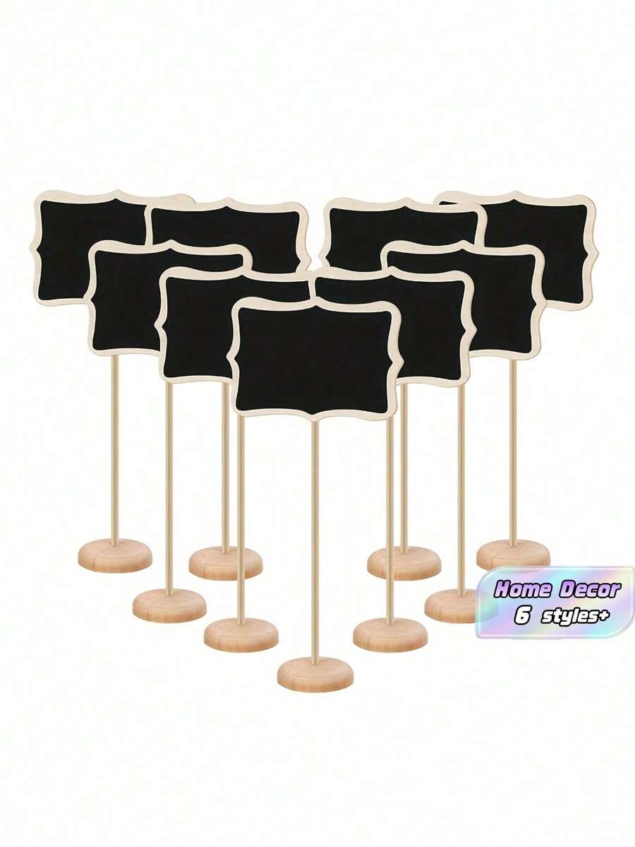 6PCS Mini Blackboard Set 4x6 Inch Wooden Message Board With Stand Small Chalkboard For Wedding Table Numbers Birthday Party Decor Event Signage Rustic Display Board Home Cafe Office Decoration - Multicolor - View 1