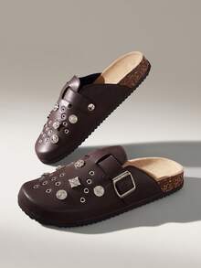 Solecia Zapatillas de casa de mujer CUCCOO casuales y versátiles con puntera redonda esponjosa y plana para Navidad - Marrón - Ver 6