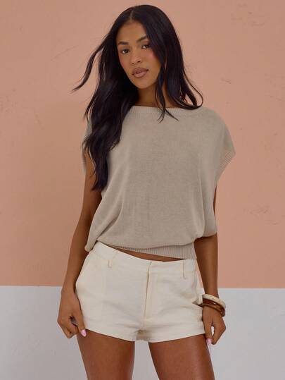 MUSERA Off The Shoulder Slouchy Batwing Cinched Waist Knitted Top Sexy Cute Spring Summer Holiday Vacation Going Out Girly Cool Girl Late Checkout