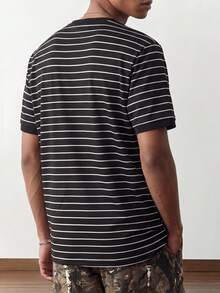 Manfinity Unisex Men's Striped & Printed Round Neck Short Sleeve T-Shirt - Black - View 6