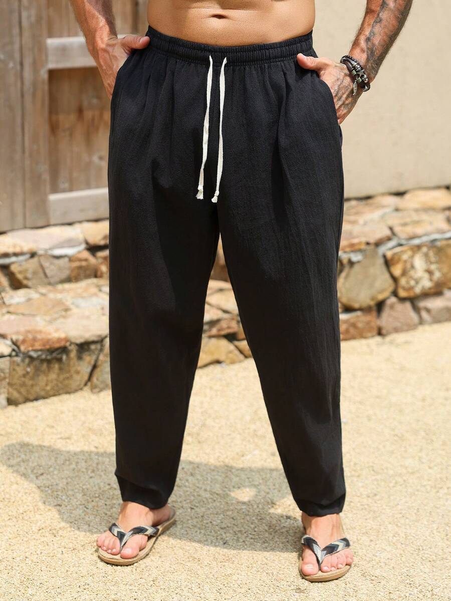 VENTUSAIL Men's Black Loose Casual Pants - Black - View 1