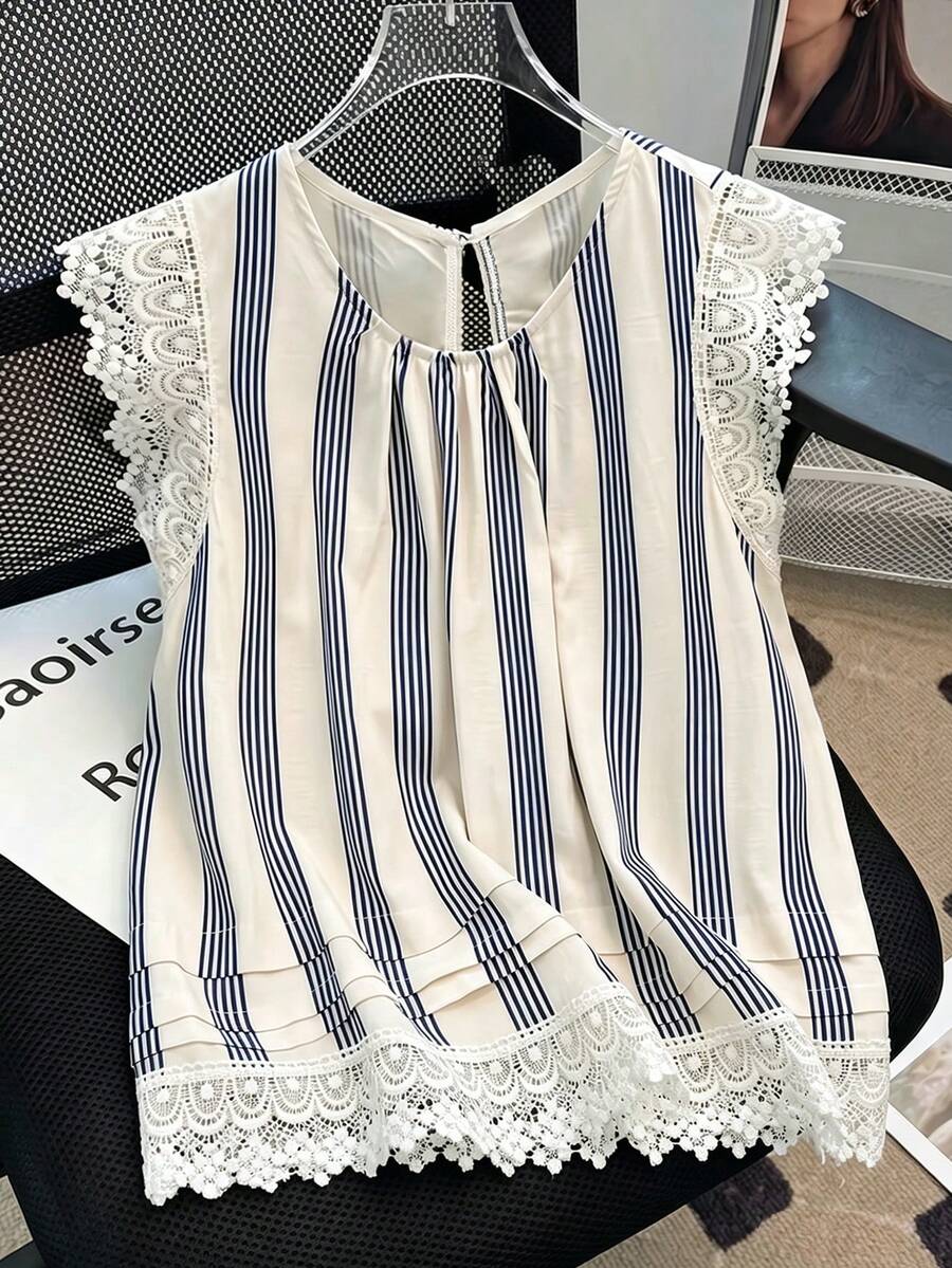 SHEIN Franclia Women Tops - Blue and White - View 1