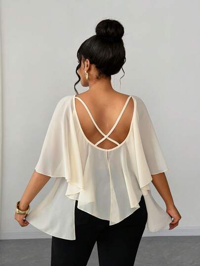 Maweii Áo khoác ngoài bằng vải chiffon màu mơ thanh lịch, thoải mái, gợi cảm, thích hợp cho kỳ nghỉ, thiết kế mới lạ, dành cho phụ nữ ngoại cỡ, thích hợp cho mùa xuân/hè.