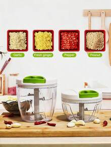 1pc Kitchen Vegetable Chopper,Multi-Functional Manual Food Processor Vegetable Chopper, Portable Hand Pull String Garlic Mincer Onion Cutter For Veggies, Ginger, Fruits, Nuts, Herbs, Etc., (500ml, 900ml Two Sizes Available)White, Christmas - White - View 5
