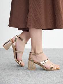 CUCCOO BIZCHIC Giày sandal cao gót thời trang nữ - Vàng - Xem 3