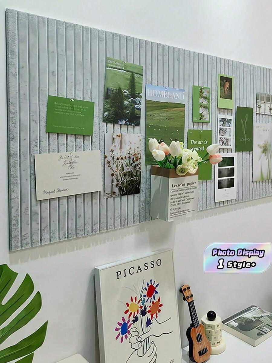 6 Buah Panel Akustik Peredam Suara Serat Poliester Ukuran Satu Ukuran, Stiker Dinding Bergaris Vertikal Perekat untuk Dekorasi Rumah, Kantor, Ruang Tamu, Kamar Tidur, dan Studio - warna-warni - View 1