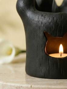Cirelle 1pc Black Cat Paw Shaped Ceramic Aroma Stove, Cute Cat Silhouette Cutout Wax Melt Warmer, Handmade Textured Candle Holder For Essential Oil Diffuser, Tabletop Decorative Aroma Stove For Bedroom Living Room Yoga Spa, Ideal Gift For Cat Lovers, Housewarming, Birthday, Valentine's Day, Holiday Party Favors - multicolor - View 10
