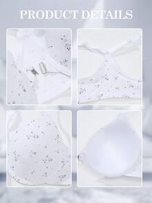 1 chiếc áo ngực nữ có gọng, thoải mái, cài trước, nâng ngực. - trắng - Xem 7