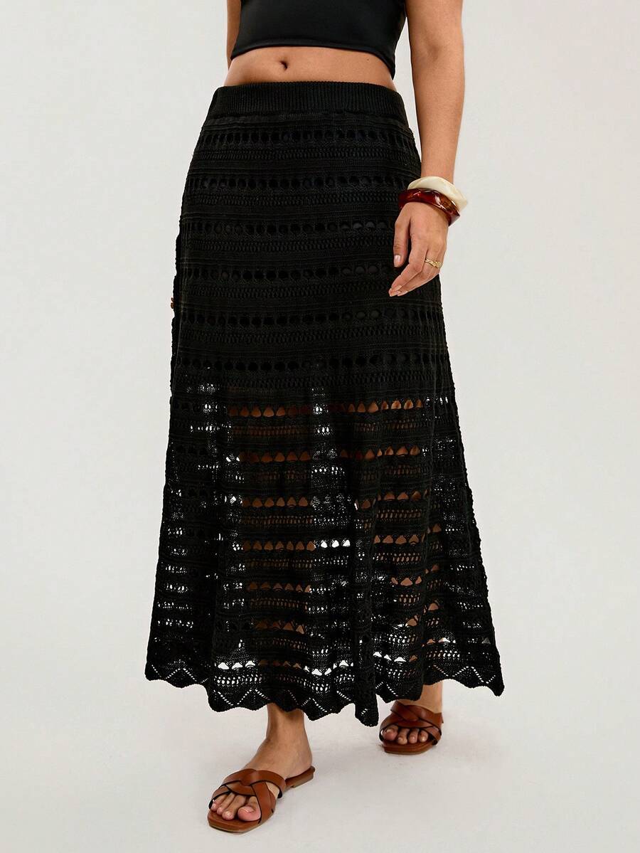Travachic Đầm maxi cotton đục lỗ dáng thường ngày dành cho nữ, mùa hè.