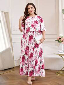 Reflora Đầm hè xếp ly hình học thanh lịch cỡ lớn bằng vải chiffon - Nhiều màu - Xem 7