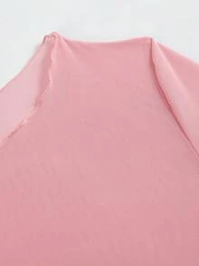 Swim Vcay Women's Vacation Solid Color Round Neck Short Sleeve Drawstring Design Cover-Up Dress - Pink - View 4