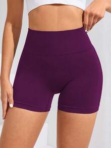 Easithlete Quần short thể thao định hình eo cao màu trơn dành cho nữ - Bold Plum - Xem 3