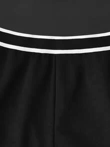GlowEve CURVE Plus Size Women Zip-Up Hooded Vest And Shorts Casual 2 Pieces Set Formal Gym Black And White Summer - Black and White - View 5