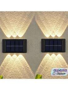 1/2个 6/8LED 冷/暖光户外太阳能壁灯，庭院花园装饰阳光灯笼 - 凸鏡壁燈 - 查看 2