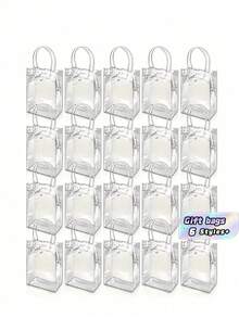 1/5/10/20/30/40/50 PCS Tas Tote PVC Transparan dengan Pegangan, Dapat Digunakan Kembali, Tahan Air, Anti Noda, untuk Pesta Liburan, Belanja, Kemasan Bisnis Kecil, Tas Hadiah Massal - warna-warni - View 1