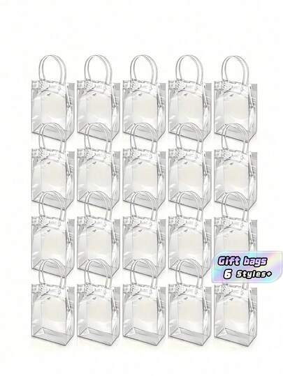 1/5/10/20/30/40/50 PIEZAS Bolsas de tote de PVC transparente con asas, reutilizables, impermeables y resistentes a las manchas para favores de fiesta, compras, pequeños negocios, embalaje a granel y bolsas de regalo