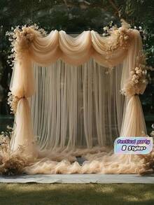 1/2PCS Tirai Tipis Elegan Kain Chiffon Mewah untuk Dekorasi Lengkungan Pernikahan, Pesta, Acara, Latar Belakang Dinding, Dekorasi Interior Rumah, Desain Jendela Penyaring Cahaya Lembut yang Menawan - Sampanye - View 1