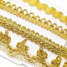 20M 0.8cm-2cm Metallic Braid Lace Trim Christmas Gift Wrapping DIY Flower Pattern Costumes Lace Ribbon Crafts Sewing Border Home Decor - multicolor - View 3