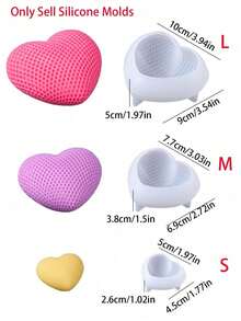 1pc/3pcs 3D Grid Heart Shaped Silicone Candle Mold,DIY Handmade Love Aromatherapy Candle Mold,Valentine's Day Romance Gift,Home Decor - heart - View 14