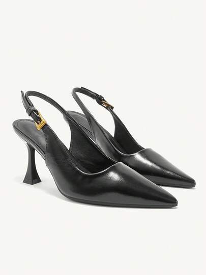 CUCCOO CURVES Sapatos Femininos, Sapatos de Salto Alto Versáteis de Uso Diário com Design de Fivela Pontuda e Bico Largo