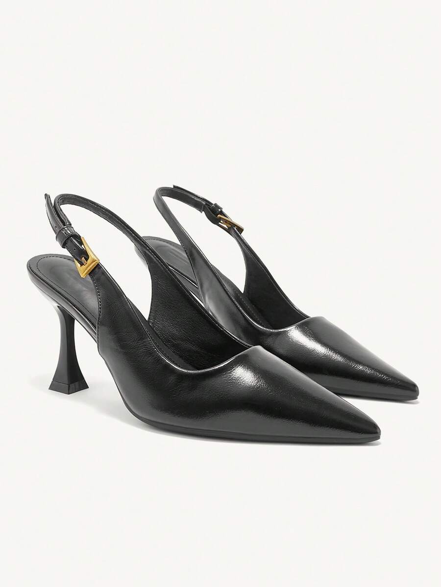 CUCCOO CURVES Women Shoes Women's Pointed Buckle Design Everyday Versatile Fashion Wide Last High Heels - Black - View 1